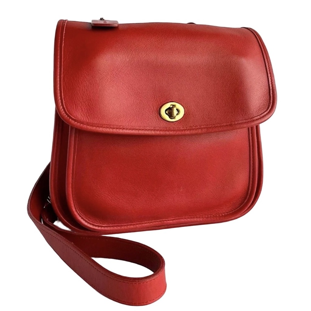 COACH Large Red Glove Tanned Side Pack Crossbody Bag RARE USA COA Sidepack 9979 - Picture 7 of 17